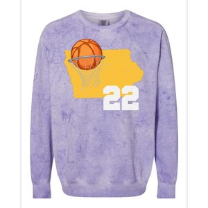 Clark Iowa Map 22 Basketball Lover Colorblast Crewneck Sweatshirt