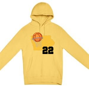 Clark Iowa Map 22 Basketball Lover Premium Pullover Hoodie