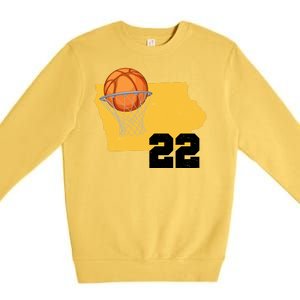 Clark Iowa Map 22 Basketball Lover Premium Crewneck Sweatshirt