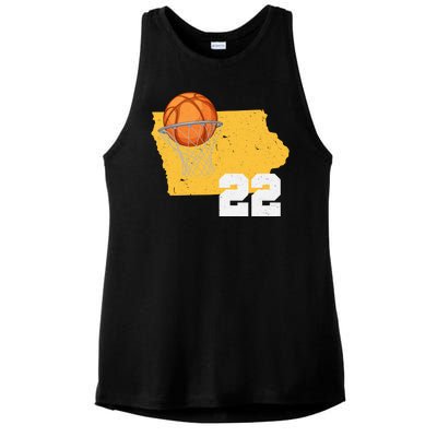 Clark Iowa Map 22 Basketball Lover Ladies PosiCharge Tri-Blend Wicking Tank