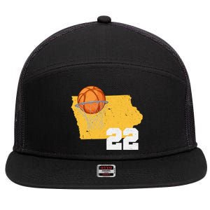 Clark Iowa Map 22 Basketball Lover 7 Panel Mesh Trucker Snapback Hat