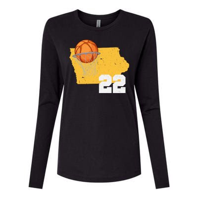 Clark Iowa Map 22 Basketball Lover Womens Cotton Relaxed Long Sleeve T-Shirt