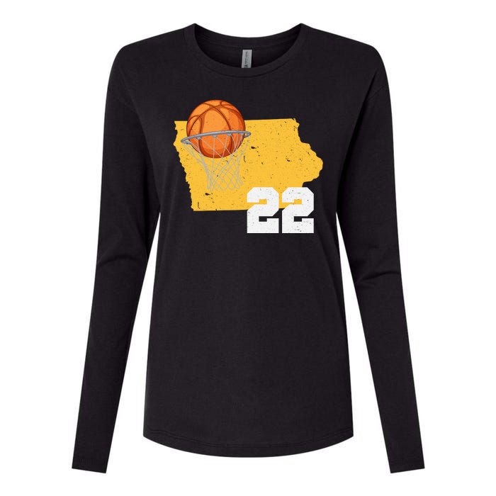 Clark Iowa Map 22 Basketball Lover Womens Cotton Relaxed Long Sleeve T-Shirt