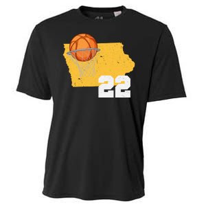 Clark Iowa Map 22 Basketball Lover Cooling Performance Crew T-Shirt