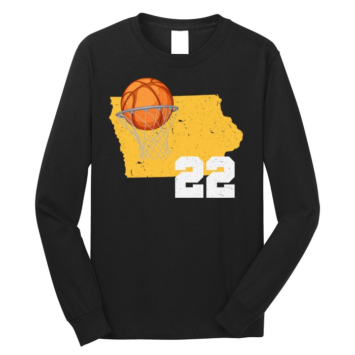 Clark Iowa Map 22 Basketball Lover Long Sleeve Shirt