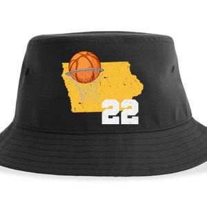 Clark Iowa Map 22 Basketball Lover Sustainable Bucket Hat