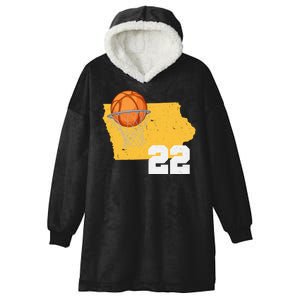 Clark Iowa Map 22 Basketball Lover Hooded Wearable Blanket