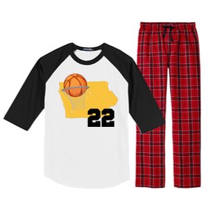 Clark Iowa Map 22 Basketball Lover Raglan Sleeve Pajama Set