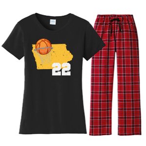 Clark Iowa Map 22 Basketball Lover Women's Flannel Pajama Set