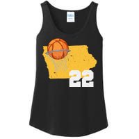 Clark Iowa Map 22 Basketball Lover Ladies Essential Tank