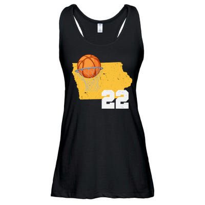 Clark Iowa Map 22 Basketball Lover Ladies Essential Flowy Tank