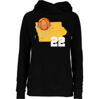 Clark Iowa Map 22 Basketball Lover Womens Funnel Neck Pullover Hood