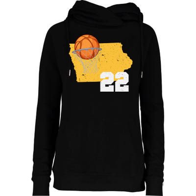 Clark Iowa Map 22 Basketball Lover Womens Funnel Neck Pullover Hood