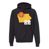 Clark Iowa Map 22 Basketball Lover Premium Hoodie