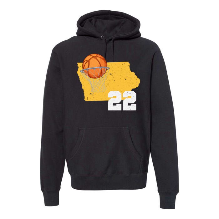 Clark Iowa Map 22 Basketball Lover Premium Hoodie