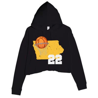 Clark Iowa Map 22 Basketball Lover Crop Fleece Hoodie