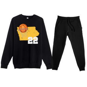 Clark Iowa Map 22 Basketball Lover Premium Crewneck Sweatsuit Set