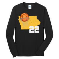 Clark Iowa Map 22 Basketball Lover Tall Long Sleeve T-Shirt