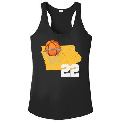 Clark Iowa Map 22 Basketball Lover Ladies PosiCharge Competitor Racerback Tank