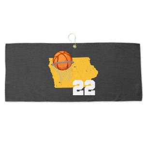 Clark Iowa Map 22 Basketball Lover Large Microfiber Waffle Golf Towel