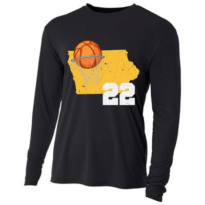 Clark Iowa Map 22 Basketball Lover Cooling Performance Long Sleeve Crew