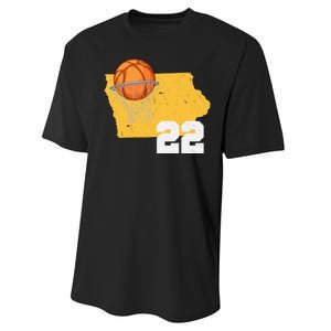 Clark Iowa Map 22 Basketball Lover Performance Sprint T-Shirt