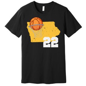 Clark Iowa Map 22 Basketball Lover Premium T-Shirt