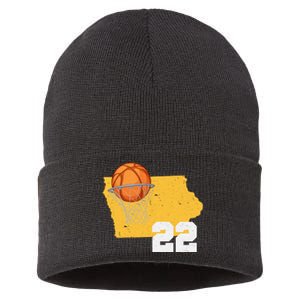 Clark Iowa Map 22 Basketball Lover Sustainable Knit Beanie