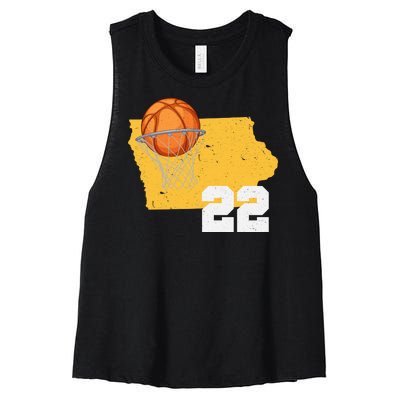 Clark Iowa Map 22 Basketball Lover Women's Racerback Cropped Tank