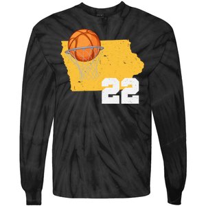 Clark Iowa Map 22 Basketball Lover Tie-Dye Long Sleeve Shirt