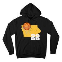 Clark Iowa Map 22 Basketball Lover Tall Hoodie