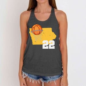 Clark Iowa Map 22 Basketball Lover Women's Knotted Racerback Tank