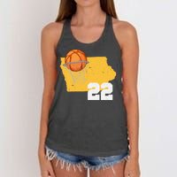 Clark Iowa Map 22 Basketball Lover Women's Knotted Racerback Tank