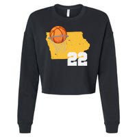 Clark Iowa Map 22 Basketball Lover Cropped Pullover Crew