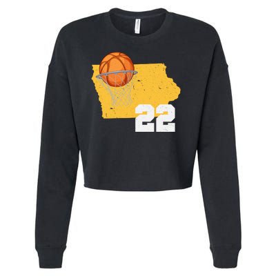 Clark Iowa Map 22 Basketball Lover Cropped Pullover Crew