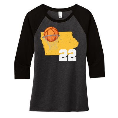 Clark Iowa Map 22 Basketball Lover Women's Tri-Blend 3/4-Sleeve Raglan Shirt