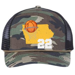 Clark Iowa Map 22 Basketball Lover Retro Rope Trucker Hat Cap