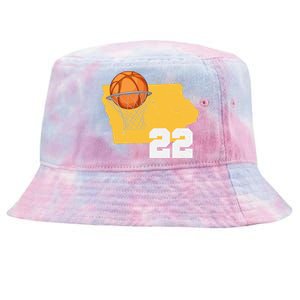 Clark Iowa Map 22 Basketball Lover Tie-Dyed Bucket Hat