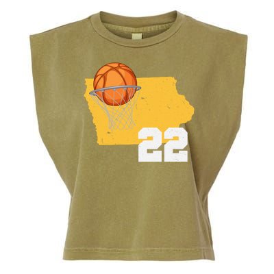 Clark Iowa Map 22 Basketball Lover Garment-Dyed Women's Muscle Tee