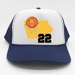 Clark Iowa Map 22 Basketball Lover Trucker Hat