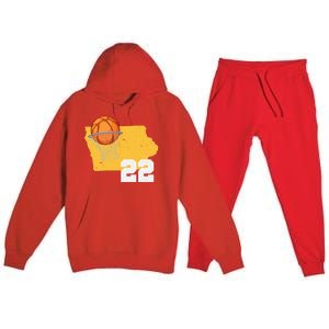 Clark Iowa Map 22 Basketball Lover Premium Hooded Sweatsuit Set