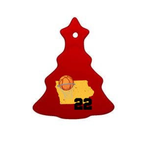 Clark Iowa Map 22 Basketball Lover Ceramic Tree Ornament