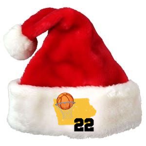 Clark Iowa Map 22 Basketball Lover Premium Christmas Santa Hat