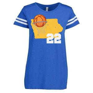 Clark Iowa Map 22 Basketball Lover Enza Ladies Jersey Football T-Shirt