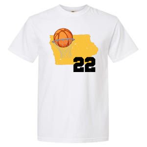 Clark Iowa Map 22 Basketball Lover Garment-Dyed Heavyweight T-Shirt