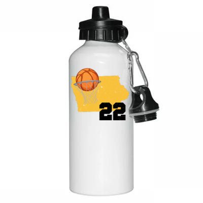 Clark Iowa Map 22 Basketball Lover Aluminum Water Bottle 