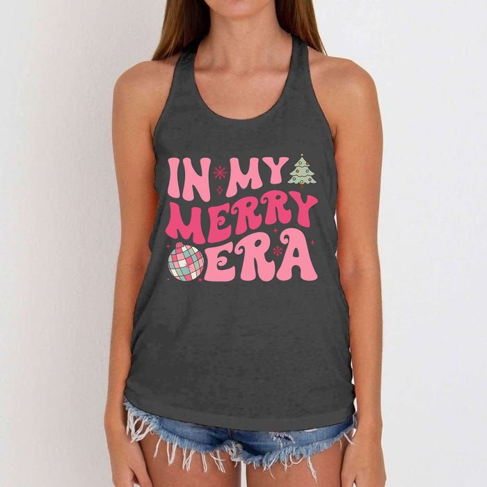 Christmas In My Merry Era Xmas Holiday Christmas Women's Knotted Racerback Tank