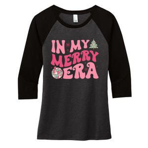 Christmas In My Merry Era Xmas Holiday Christmas Women's Tri-Blend 3/4-Sleeve Raglan Shirt