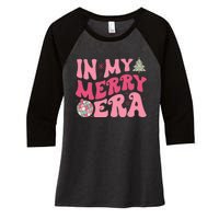 Christmas In My Merry Era Xmas Holiday Christmas Women's Tri-Blend 3/4-Sleeve Raglan Shirt