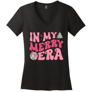 Christmas In My Merry Era Xmas Holiday Christmas Women's V-Neck T-Shirt